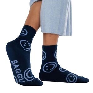 NWT BAGGU Happy Crew Sock- Navy